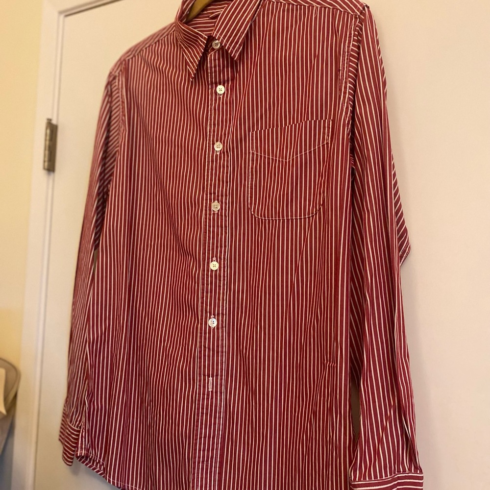 Civilianaire Red Striped Men's Button Down Shirt